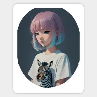 Cute girl with pink hair Sticker